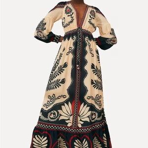 FARM Rio Black Passion Scarf Maxi-Dress